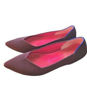 Rothys Pointed-Flats RETIRED Berry Lattice Knit Flats Size 9